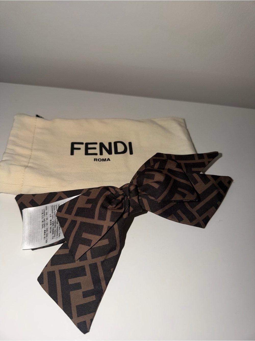 Fendi Brown & Black FF Logo Bow Hair clip